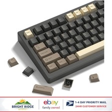 Double Shot PBT Keycaps Set, 138 Keys for Mechanical Keyboards in Brown Gray picture