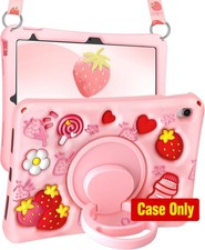 Cute Soft Silicone Case for iPad 10th Gen - Pink with Shoulder Strap & Stand picture