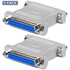 2x DB25 25 Pin Parallel Port Null Modem Adapter Female to Female Gender Changer picture
