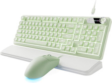 Wired Keyboard and Mouse Combo with Detachable Wrist Rest - Green picture