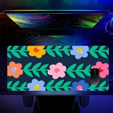 1pc Colorful Flower and Green Leaf Pattern Mouse Pad & Desk Mat, Featuring a V picture