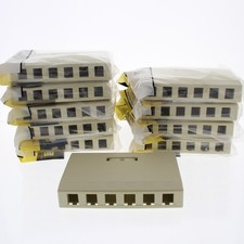 Hubbell ISB6EI Ivory 6-Port Data Voice Surface Mount Keystone Housings Box 10pcs picture