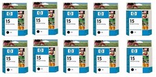 10 Genuine Factory Sealed HP 15 Inkjet Cartridges C6615A Black Boxes 2006-2010 picture