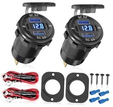 2Pcs 12V/24V Outlet with Voltmeter, Quick Charge 3.0 Dual USB Power Outlet, picture