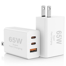 2Pack 65W USB C Wall Charger Block, 3-Port USB C Charging Adapter,Multi Super... picture