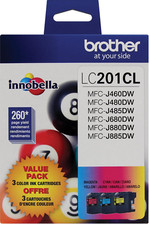 New Genuine Brother LC201 Cyan Magenta Yellow 3PK Ink Cartridges picture