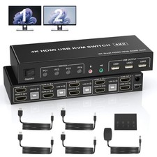 4 Port HDMI Dual Monitor KVM Switch, Supports EDID, 4K 60Hz KVM Switch 2 Monitor picture