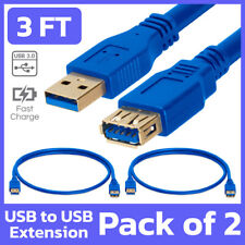 2 Pack 3 Feet USB Extension Cable USB 3.0 Male to Female Cord Extender Blue picture