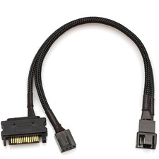 CRJ 15-Pin SATA High Power PC Fan Adapter Cable - 10-inch (25cm), Black Sleev... picture