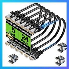 Cat6 Ethernet Cable 10Gbps 5 ft UTP 24 Pcs White picture