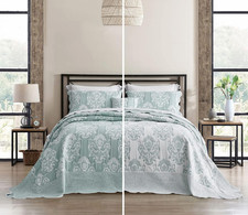 Oversized Queen Bedspreads, Jacquard Damask, Soft Green picture