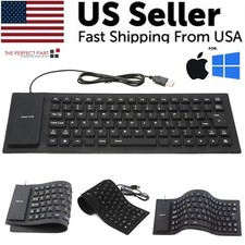 Waterproof Silicone Keyboard Foldable Flexible USB Dustproof DirtProof Full Size picture