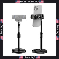 Webcam Stand Mount with Phone Holder for Desk, Adjustable Height, 1/4