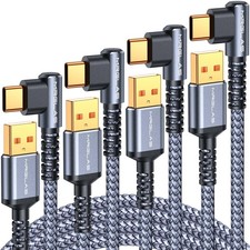 MRGLAS USB C Cable 3.2A【Upgraded 90°& Gold-Plated】, 10+6.6+3.3+1.6 FT, Grey  picture