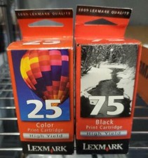 SET Genuine SEALED BAG Lexmark 75 Black & 25 Color Ink Cartridges HIGH YIELD picture