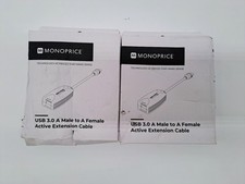 Lot of 2 Monoprice USB 3.0 A Male to A Female Active Extension Cable 9470 picture