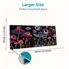 Large Non-Slip Rubber Fiber Desk Mat with Psychedelic Eyes & Mushrooms Design picture