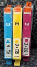 Genuine HP 564XL High Yield Ink Cartridge Lot Yellow, Magenta, Cyan (Exp 04/15) picture