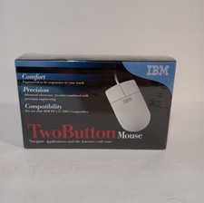 NEW Vintage IBM Two Button Wired Computer Mouse White PS/2 Connector SEALED picture