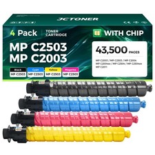 High Yield Toner Cartridge 4-Pack Compatible for Ricoh Aficio C2003 C2503 C2004 picture