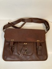 Cuero rugged leather laptop/messenger bag, durable canvas lining 13” wide 9”deep picture