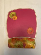 Vtg 3M Fun Design Clear Gel Mouse Pad Wrist Rest Pink With Daisies Mod picture
