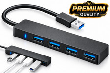USB 3.0 Hub 4-Port Adapter Charger Data SLIM Super Speed PC Mac Laptop Desktop picture