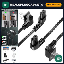 2-Pack 12FT 90 Degree L-Shaped AC Power Cord, 2-Prong Replacement for TV & Elect picture