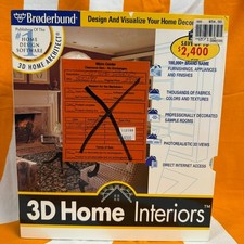 Vintage 3D Home Interiors Big Box Broderbund PC Software Home Decor Design CD picture