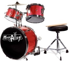 3 Piece Kids Drum Set with Throne Cymbal Sticks Red picture