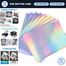 50 Sheets Holographic Sticker Paper for Inkjet & Laser Printers - 8.5x11