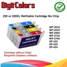 220 220XL Alternative No Chip Refillable Cartridge WF-2660 XP-320 XP-420 XP-424 picture