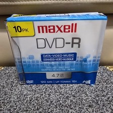 Maxell DVD-R 4.7GB 16X Jewel Case Data Video 120 Minutes 10-Pack NEW 🔥🚀 picture
