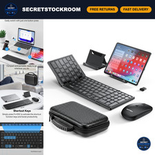 Foldable Wireless Bluetooth Keyboard & Mouse Combo, Rechargeable Travel Set for picture
