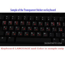 French QWERTY Transparent Keyboard Sticker laptop desktop RED BLACK WHITE picture