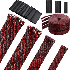 65.6ft Expandable Braided Cable Sleeve Set with 120 Heat Shrink Tubes - Multi Si picture