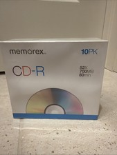 Memorex CD-R 10 pk 52x 700 mbps Sealed 80 minute blank CD and Cases Unopened picture