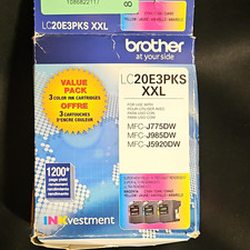 Brother Genuine INKvestment LC20E3PKS XXL Ink Cartridges CMY 3-Pack Inkjet picture