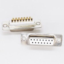 100pcs Gold Pin 15pin 2 Row D-Sub Female Socket Solder Chassis Connector RS232 picture