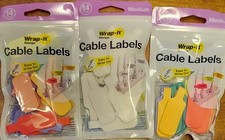 3 Packs Wrap-It Storage - Cable Labels Medium 14 Pack Assorted Colors Write On picture