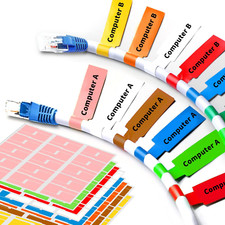 8 Sheet 240 Pcs Cable Labels for Management, Colorful Waterproof Cord Tags for E picture