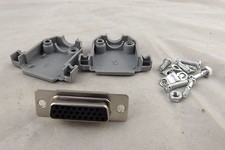 10x D-Sub DB26 Female 26 Pin 3 Rows Connector Gray Plastic Hood Cover Backshell picture