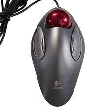 Logitech TRACKMAN Corded Trackball Mouse T-BC21 Wired USB Tested Works Great picture