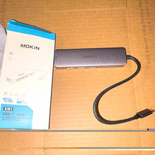 MOKiN 6-in-1 Type-C Hub w/ 4K HDMI, USB 3.0/2.0, SD/TF, 10cm, Gray picture
