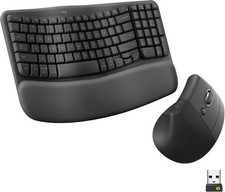 Logitech Wave Keys & Lift Vertical Mouse Ergonomic Wireless Combo, Graphite picture