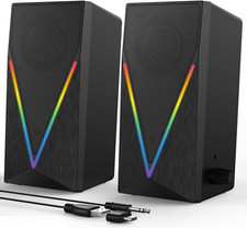 Altavoces para computadora, Altavoces de escritorio con 6 luces RGB de colores picture