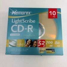 NEW Memorex LightScribe CD-R 52x 700mb 80 Minute Recordable Compact Disc 10-Pack picture