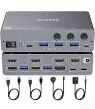 USB C KVM Switch 4K60Hz,Dual Monitor USB C HDMI DP KVM Switch 2 PC /  1 Laptop picture