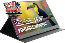 Monitor de viaje con funda inteligente, pantalla IPS FHD de 15,6