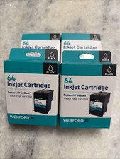 Lot of 4 new Wexford Black Ink 64 Inkjet Cartridge Replaces HP 64 picture